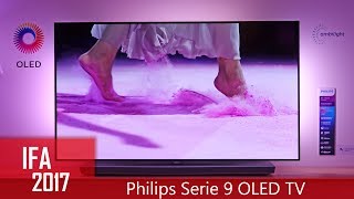 Philips Serie 9 4K OLED TV mit 65 Zoll Ambilight3 IFA 2017 [upl. by Alatea]