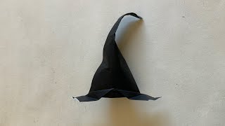 Origami Witch Hat 怎麼折紙巫婆帽 How to make a paper witch hat [upl. by Ahsiket]