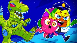 Scary Dino Robot Song 🦖🤖😨 Playing Dinosaurs Song 🦕🤩 Kids Songs by VocaVoca Friends🥑 [upl. by Jamil]