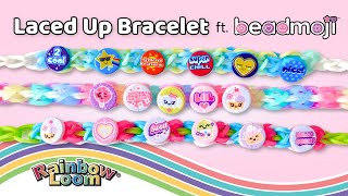 Laced Up Rainbow Loom Bracelet Tutorial ft Beadmoji by Angelynn TutorialsByA™  Intermediate [upl. by Nessaj]