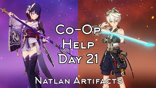 Natlan Artifacts Domain Level 90  Day 21  Helping players in Genshin CoOp [upl. by Nyrrat]