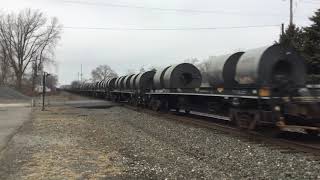 NS 2745 and 8765 lead a eastbound coil train through Chesterton IN 122217 [upl. by Zobias]