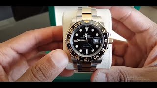 Discontinued Rolex GMT Master II 116713ln  Two Tone  and sticker removal [upl. by Esilec155]