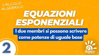 Equazioni esponenziali I due membri si possono scrivere come potenze di uguale base  2 [upl. by Araid]