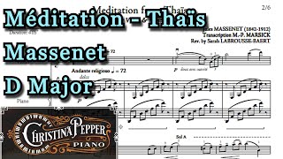 Meditation Thais Piano Accompaniment Massenet Violin Karaoke D Major [upl. by Elrem]