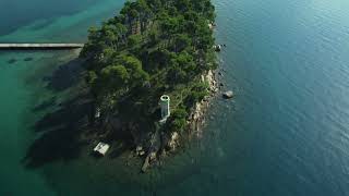 small uninhabited island in the Adriatic Sea Croatia shot by a drone early autumn [upl. by Mariand467]