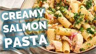 20Min Lemon Herb Salmon Pasta in a Creamy Sauce [upl. by Elag584]