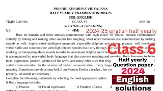 english class 6 mid term exam 202425  half yearly question paper 202425 english class 6 ncert [upl. by Schlessinger]