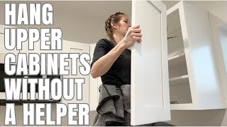 How to Hang Upper Cabinets By Yourself [upl. by Mailli]