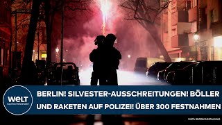 BERLIN SilvesterAusschreitungen Polizei mit Böllern und Raketen beschossen  über 300 Festnahmen [upl. by Gnilrac]