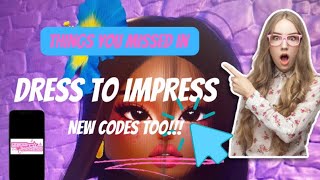 THINGS YOU MISSED IN DRESS IMPRESS😱 NEW CODES [upl. by Virgilio]