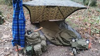 Solo Overnighter  Helikon Tex Poncho Shelter  Bushcraft  des cattys [upl. by Emelen]