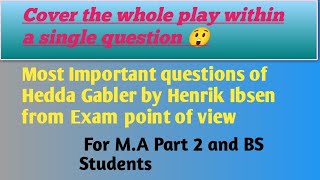 important questions of hedda gabler in Urdu Hindi hedda gabler as a tragedy Modern Tragedy [upl. by Silyhp]