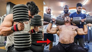 WILL I GET CLOSER TO LARRY WHEELS  THE HEAVIEST DUMBBELL PRESS IN INDIA 🇮🇳 [upl. by Itin]