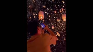 Kong Ming Light Firework 烟花孔明灯Show in Thailand Chiang Mai Yee Peng Lantern Festival [upl. by Hindu]