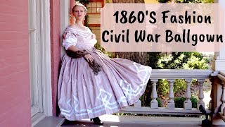 1860s Fashion An Evening Attire American Civil War Era Ballgown  Video [upl. by Subocaj]