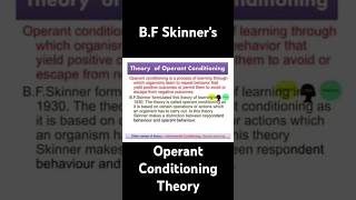 BF Skinner Operating Conditioning Theory CTET2024 [upl. by Leamsi]