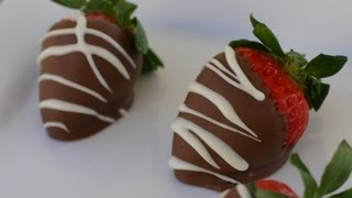 How To Make Chocolate Dipped Strawberries Drizzled With White Chocolate For Valentines Day [upl. by Mainis]