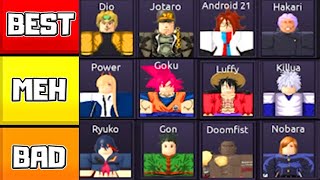 ANIME UNLIMITED CHARACTER TIER LIST BEST CHARACTERS ROBLOX AUR TIERLIST [upl. by Aig440]