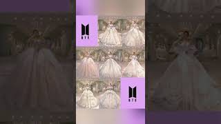 Select one wedding gown and see your bridegroom 👀✨️ BTS version bts btsarmy youtubeshorts [upl. by Kentigerma]