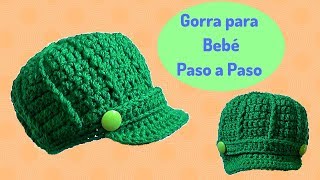 GORRO CON VISERA TEJIDO A CROCHET PARA BEBES de 1 año  muy facil [upl. by Imrots]