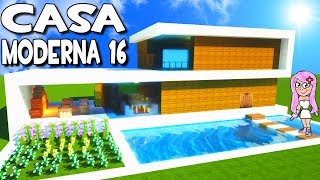 COMO HACER UNA CASA MODERNA 16 CON PISCINA EN MINECRAFT 🏗 TUTORIAL FÁCIL EN ESPAÑOL [upl. by Nnasus779]