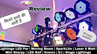 Lightings LED Par  Moving Beam  SparkLite  Laser 8 Watt  Mini Sharpy  LED Ball  Events  DJ [upl. by Miguela]