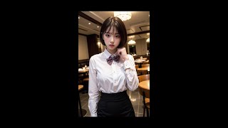 4K AI Art Waitress  AI Lookbook [upl. by Ahsikahs]