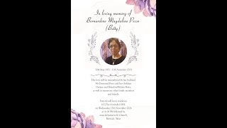 Funeral Mass of Bernardine Magdaline Pesso  Betty on 131124 Live streaming 400 pm IST onwards [upl. by Sutelc732]