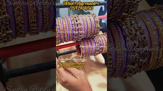 lavender and gold colour combination beautiful and heavy design work bangle set Silk thread bangles [upl. by Dunlavy]