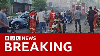 Exploding walkietalkies in Lebanon kill at least three and injure hundreds  BBC News [upl. by Abott]