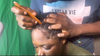 Asmr flaky scalp scratching and cleaning between braids on my wife [upl. by Ziladnerb992]