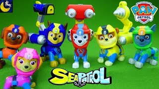 Paw Patrol SEA PATROL Pups Light Up Figure Toys Marshall Chase Rubble Rocky Zuma Skye Pup Pack Toys [upl. by Tybald524]