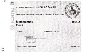 2024 GCE Mathematics p2  Q 134  SECTION A [upl. by Smalley204]