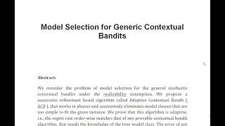 Model Selection for Generic Contextual Bandits [upl. by Aennaej]