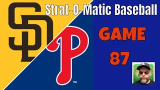 StratOMatic Baseball 2020 Padres 5531 vs Phillies 3056 GAME 87 [upl. by Engracia]