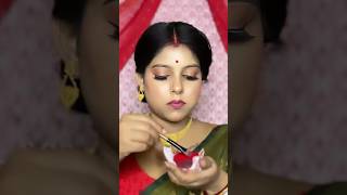 Durga puja Dashami saaj Sindur Porar styleTraditional Bengali Bridal look How to apply sindur [upl. by Esile550]