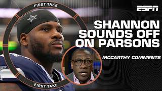 Shannon Sharpe SOUNDS OFF on Micah Parsons 🗣️ OWN YOUR MCCARTHY COMMENTS  First Take [upl. by Hilliard402]