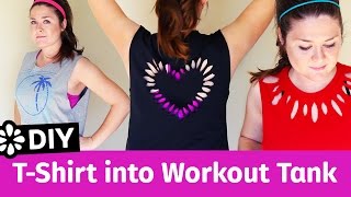 3 Easy DIY TShirt Cutting Ideas for Workout Tank Tops  Sea Lemon [upl. by Grizel911]