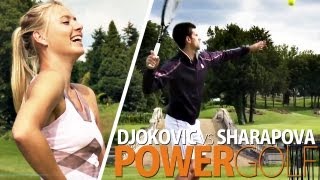 TennisVideo Djokovic vs Sharapova Challenge 1 Power Golf [upl. by Suertemed]