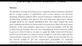 Non Stationary Representation for Continuity Aware Head Pose Estimation Via Deep Neural Decision Tre [upl. by Hun]