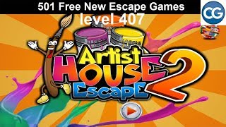 Walkthrough 501 Free New Escape Games level 407  Artist house escape 2  Complete Game [upl. by Noskcaj]