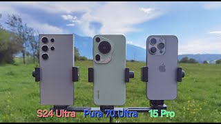 Huawei Pura 70 Ultra vs S24 Ultra vs iPhone 15 Pro  Camera Battle [upl. by Zorine476]