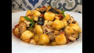 GNOCCHI CON PESCE SPADA MELANZANE E MENTA FRESCA  CUCINANDOMELAGODO [upl. by Kinsler]