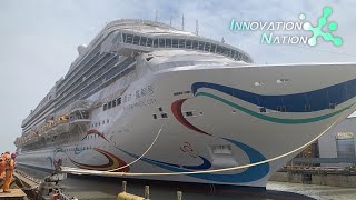 Birth of Chinas first large domestic cruise ship in 140 seconds [upl. by Trah]