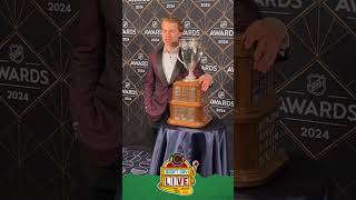 LOOK Chicago Blackhawks Connor Bedard shows off the Calder Trophy  CHGO Blackhawks Podcast [upl. by Refinne959]