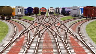 Ten Indian Trains Crossing🐝At Curved 3d GrandientBumpy Forked Railroad Tracks  train sim wold [upl. by Niwrad]