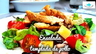 ENSALADA TEMPLADA de POLLO Con vinagreta de miel 🍯 deliciosa ensalsadadepollo vinagretademiel [upl. by Akaenahs]