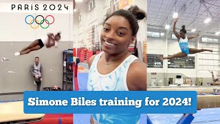 Simone Biles training her skills for Olympic Year 2024 The return of the triple double [upl. by Nalat]