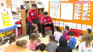 Godwin varsity soccer teams visit Pinchbeck Elementary [upl. by Bakki]